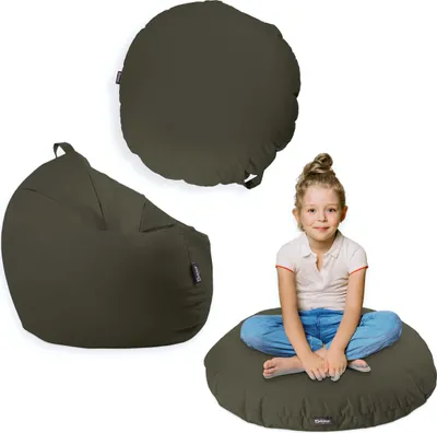 Produktbild von Sitzsack mit füllung 2 in 1 Sitzkissen Bean Bag Outdoor Indoor Wasserfest | Khaki 100cm