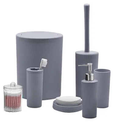Produktbild von Badezimmer-Accessoires-Set mit Toilettenbürste, Seifenschale und Mülleimer