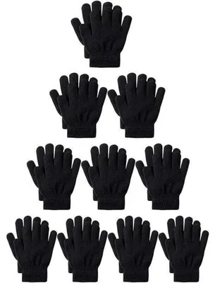 Obrázek produktu pro Dětské zimní rukavice, 10 párů, univerzální velikost, černá barva, materiál: bavlna