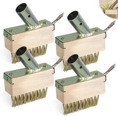 Productafbeelding van Dailygoods- Voegenborstel Set van 4 - Onkruidborstel - Voegenveger met Haken - Metalen Borstels - Voor Mos en Algen - Duurzaam Materiaal - Onkruidveger