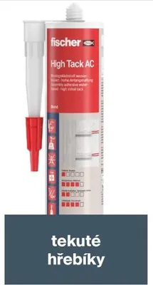 A tube of Fischer High Tack AC assembly adhesive with its applicator nozzle.