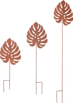 Produktbild von UNUS Gartendeko Gartenstecker in Rost Monsterablatt im 3er Set