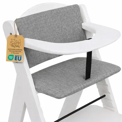 Produktbild von Sitzverkleinerer für Hochstuhl Baby Sitzkissen Stuhl 2-teilig - Kinder Sitzauflage für Hauck und Stokke Kinderhochstuhl High Chair Cover für Treppenhochstuhl und Babystuhl Grau – Größe UNI