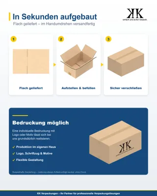Produktbild von KK Verpackungen 40 Stück Versandkartons 580 x 380 x 270 mm Kartons 2-wellig BC-Welle, Faltkartons