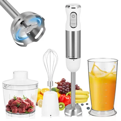 Handmixer 1000 W mit Edelstahl-Zubehör, weiß