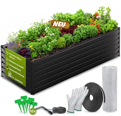 Produktbild von TTL GARDEN Meadow XL MIDI Hochbeet 250x90x60cm Metall Anthrazit verzinkt, KI-generiertes Bild