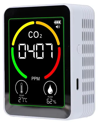 Imagen del producto de Monitor de calidad del aire 3 en 1: medición de CO2, temperatura y humedad, portátil, para uso doméstico