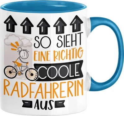 Produktbild von Radfahrerin Geschenk Tasse Lustig Geschenkidee für Radfahrerin Geburtstag So Sieht Eine Richtig Coole Radfahrerin Aus Frauen Spruch (Blau)