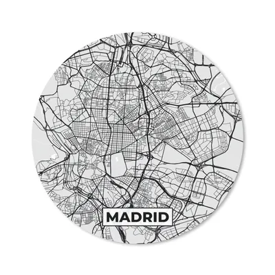 Produktbild von MuchoWow® Mauspad Mousepad Madrid - Schwarz und weiß - Stadtplan - Karte 40x40 cm - Mousepads - Maus Mat - Pad - Mausunterlage - Schreibtisch Accessoires