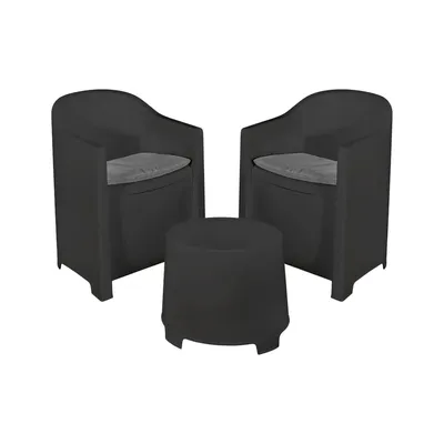 Produktbild von Progarden | Gartenmöbelset - 3-teilig - Anthrazit - 2 Sessel Und Tisch - Ideal für Balkon und Terrasse