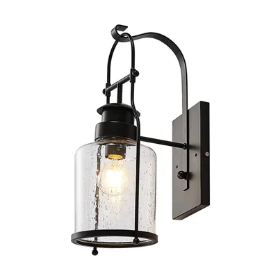 Produktbild von Lindby Rozalie Wandleuchte, schwarz, Metall, Laterne, 44cm