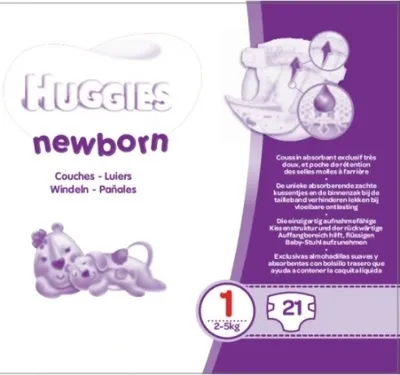 Produktbild von Huggies Windeln für Neugeborene, Größe 1 (2-5 kg), 21 Stück