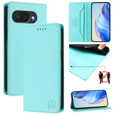 Produktbild von Lederhülle für Google Pixel 10A Hülle Flip Brieftasche Kartenfächern Ständer Schutzhülle Türkis