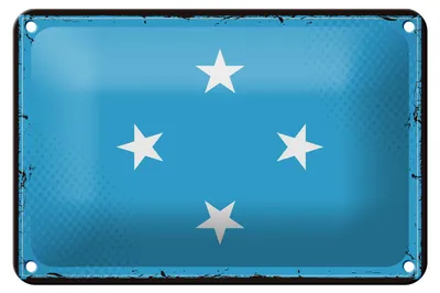 Produktbild von Blechschild Flagge Mikronesiens 18x12cm Micronesia Retro Dekoration