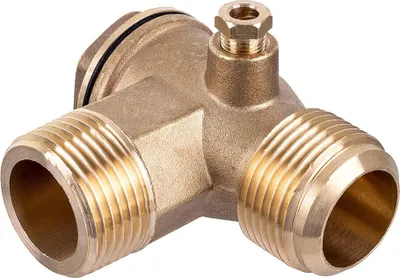 A brass check valve with threaded connections.