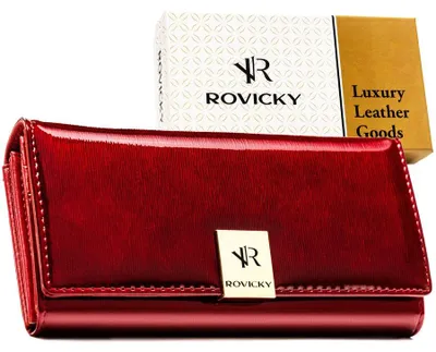 Obrázok produktu pre Rovicky dámska kožená peňaženka červená RFID 18,5 cm