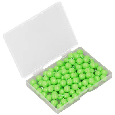 Produktbild von 100 Stück Pinnnadeln, Kartennadeln, Stahl, Kunststoff, dekorative Markierung für Korktafeln, 9,5 x 20 mm, Grün