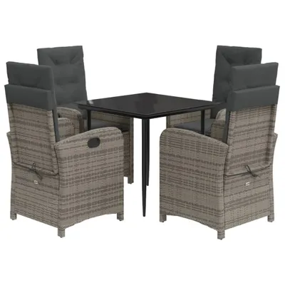 Produktbild von vidaXL 5-tlg. Garten-Essgruppe mit Kissen Grau Poly Rattan