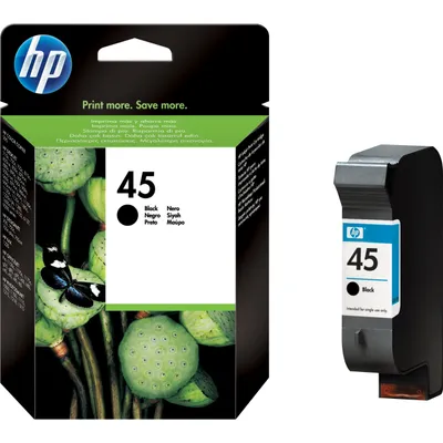 A product shot of an HP ink cartridge and its packaging.