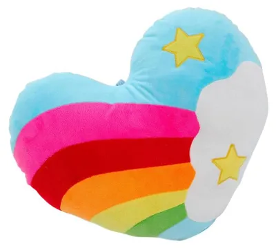 Immagine prodotto di Cuscino di peluche a forma di cuore con motivo arcobaleno