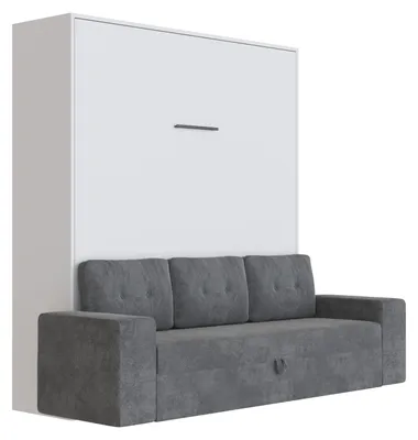 Produktbild von Schrankbett M3 160x200 (Tiefe 55cm) Vertikal Weiss  inkl.SOFA Anthrazit