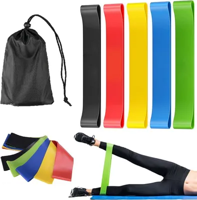 Obrázok produktu pre Sada posilňovacích pásov | 5 kusov posilňovacích pásov na posilňovanie | latexové tréningové pásy | pull-up band [viacfarebné] - gymnastické pásy | elastické pásy na pilates, crossfit, jogu | odporové pásy