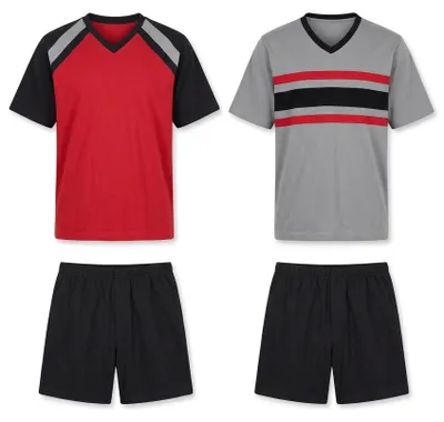 Produktbild von LE JOGGER Pyjama 4 -teilig rot-schwarz, grau-schwarz Größe 44/46, KI-generiertes Bild