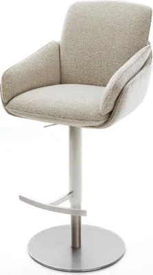 Produktbild von DELIFE Barstuhl Luan-Flex Webstoff Soft Beige Drehfuß höhenverstellbar Edelstahl Silberfarben
