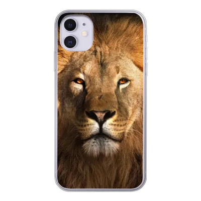 Produktbild von MuchoWow® Handyhülle Schutzhülle Hülle für iPhone 11 Löwe - Tiere - Schwarz - Hell - Braun - Porträt Silikon Softcase Handy Hülle - Handytasche