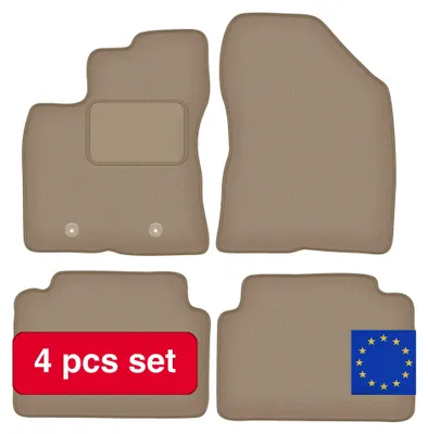 Image de Tapis de sol pour voiture, modèle haut de gamme avec bordure, sur mesure pour le véhicule, beige