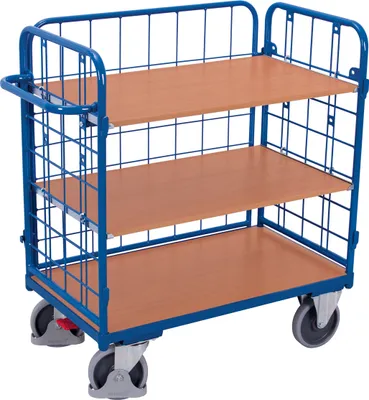 Produktbild von Paket-Dreiwandwagen mit 3 Böden 500 kg Traglast Typ XL + EasySTOP