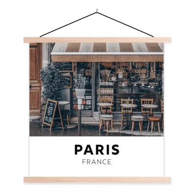 Produktbild von MuchoWow® Textilposter Paris - Frankreich - Cafe 60x60 cm mit holzfarbenen Rahmen - Wanddekoration