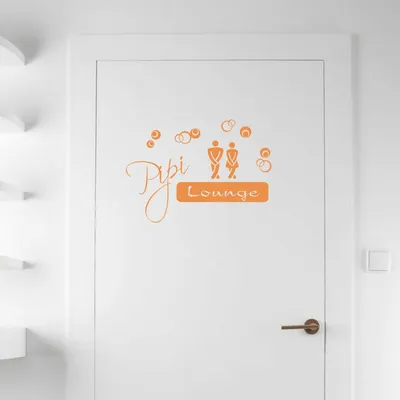 Produktbild von Wandtattoo - Wandaufkleber - Tür-/Wandtattoo "Pipi Lounge" - 50cm x 35cm orange - Dekoration Küche Wohnzimmer Wand