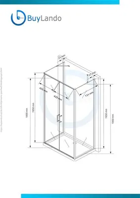 Produktbild von BuyLando Nora 80x100x80 cm H: 195 cm U Form Duschkabine Klarglas