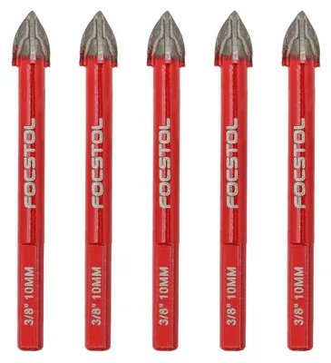 Produktbild von Fliesenbohrer Set 10mm 5 Stück Hartmetallbohrer mit Dreikantschaft für Holz Kunststoff Mauerwerk Keramikfliesen Beton Marmor