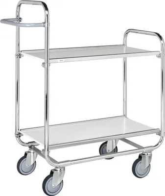Produktbild von Kongamek Kommissionierwagen verzinkt 2 laminierte Böden 1000x425mm mit Bremse und offenen Stirnwänden