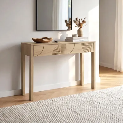 Produktbild von Skandinavischer Konsolentisch 100 cm mit 2 Schubladen, Eichenoptik SASKIA