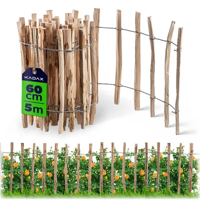 Produktbild von KADAX Zaun aus Hasel "Karo", witterungsbeständige Staketen, Naturprodukt, abstand 7-9cm, 60cm