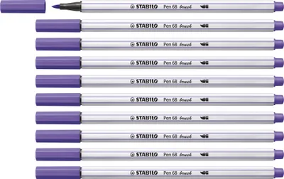 Image de Stylo feutre premium avec pointe pinceau pour une épaisseur de trait variable - STABILO Pen 68 brush - pack de 10 - violet