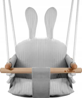 Image de Tulano Hop 33 | Balançoire bébé balançoire enfant | Intérieur Extérieur | Ceinture de sécurité | Capacité de charge jusqu'à 60kg | de 6 à 36 mois | en bois | Gris