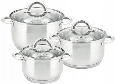 Produktbild von Hoffner Kochtopf-Set Edelstahl Glasdeckel 6-teilig elegance