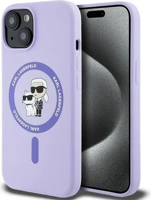 Produktbild von KARL LAGERFELD case passend für IPHONE 15 kompatibel mit MagSafe KLHMP15SSCMKCRHU (Silicone KC Body Ring) purple