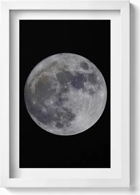 Produktbild von Vollmond am schwarzen Himmel– Wandbild mit Rahmen – Gerahmtes Bild  – Wanddekoration – 20x30 cm – Weiß