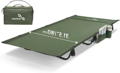 Productafbeelding van Veldbed Klapbed - Campingbed Opvouwbaar - Kamperen Wandelen - 80 cm Extra Breed - Tot 150 kg - Legergroen