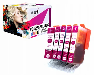 Produktbild von Inkdigo Tintenset PGI525 CLI526 für Canon Pixma IP4850, IP4950, IX6520, IX6550 – CMYK, 78 ml,, KI-generiertes Bild