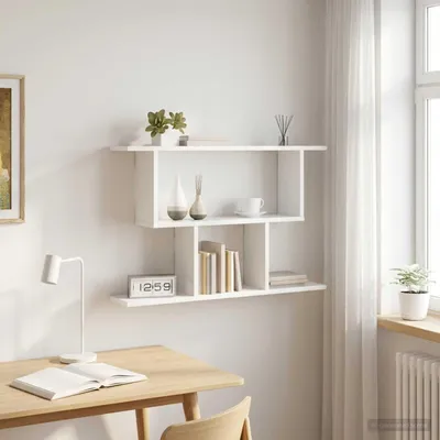 Obrázok produktu pre Maison Exclusive – Nástenná polička, biela, 80 x 15 x 50,5 cm, drevovláknitá doska