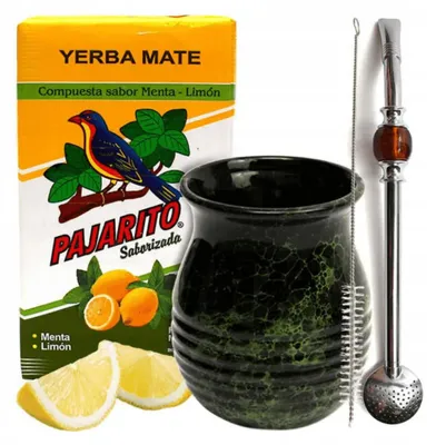 Zdjęcie produktu dla Zestaw Startowy do Yerba Mate Pajarito Menta Limon Tykwa Matero Bombilla