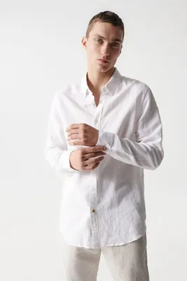 Produktbild von Salsa Jeans Baumwolle Linnen Regular Fit Langarmhemd Weiß 2XL Mann Weiß 2XL