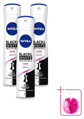 Obrázok produktu pre 3 x Nivea Deospray Invisible Black & White - 150 ml - Balenie s 3 kusmi