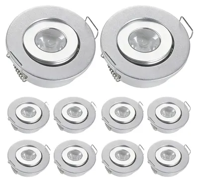 Image de Plafonnier encastré, variateur d'intensité, économe en énergie, 10 pièces, finition chrome, 3W, lumière chaude 3000K